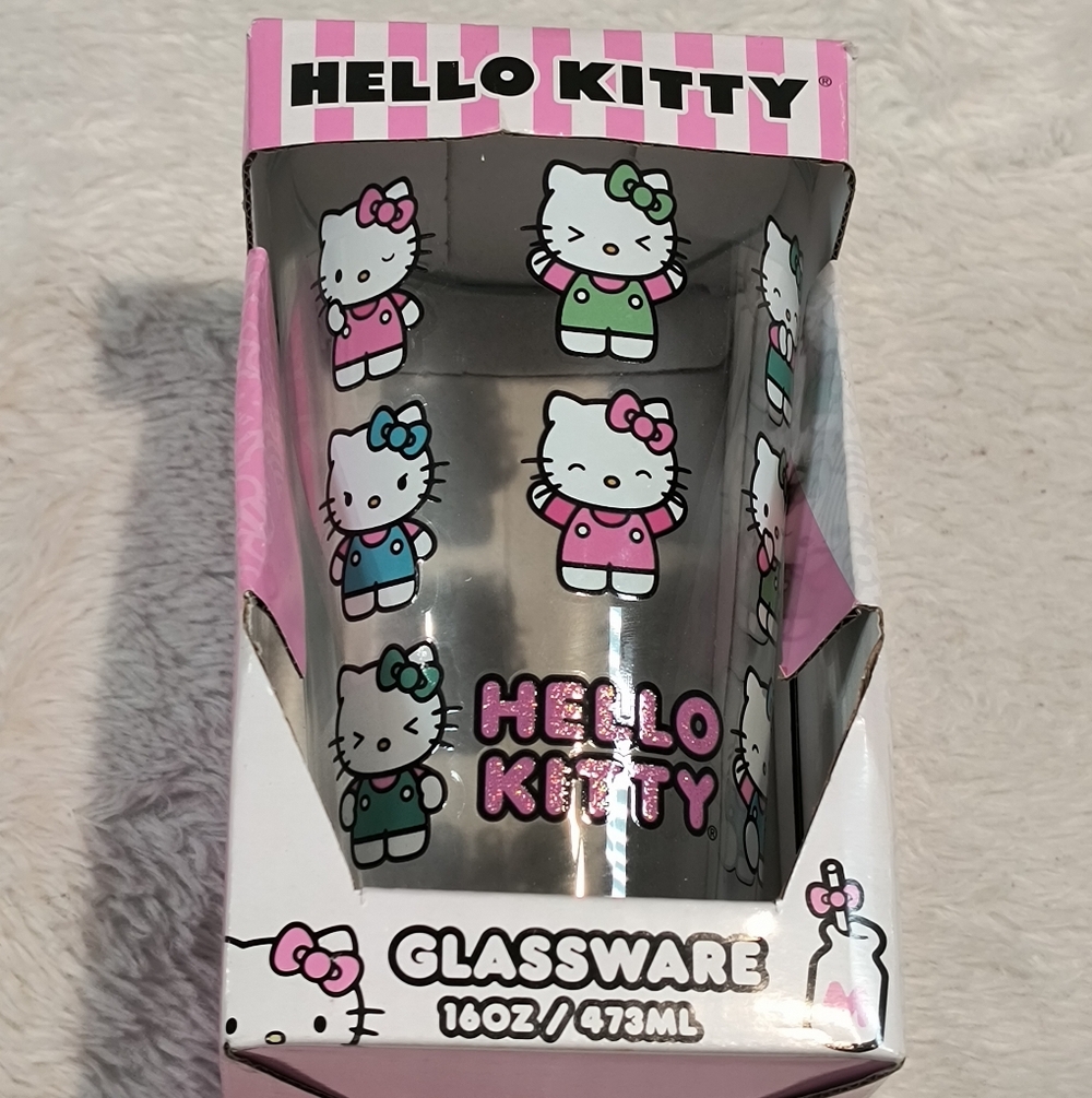 Sanrio Hello Kitty Glassware with Pink and Blue Accents